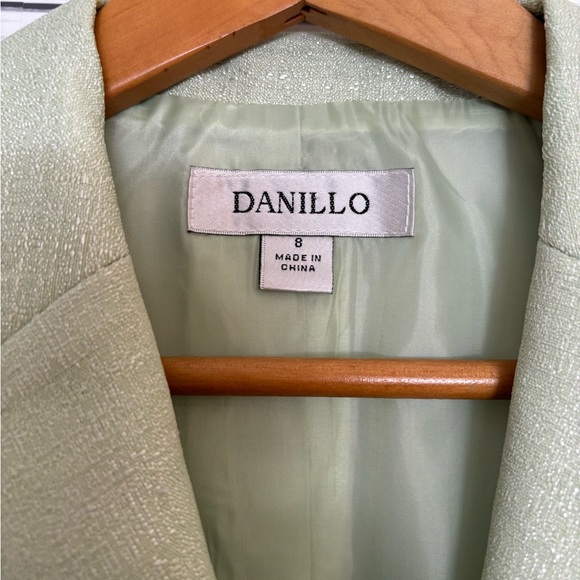 DANILLO Skirt and Jacket Suit Set - Light Metallic Pastel Green - Size 8 - Picture 4 of 15